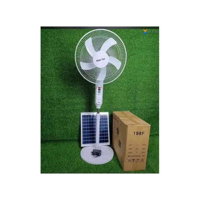 16inches Rechargeable Fan With Solar Panel And Bulbs