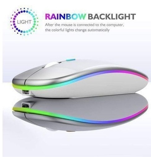 GUEETON Ultra-thin Wireless Mouse 2.4G Bluetooth Dual Mode Rechargeable Silver